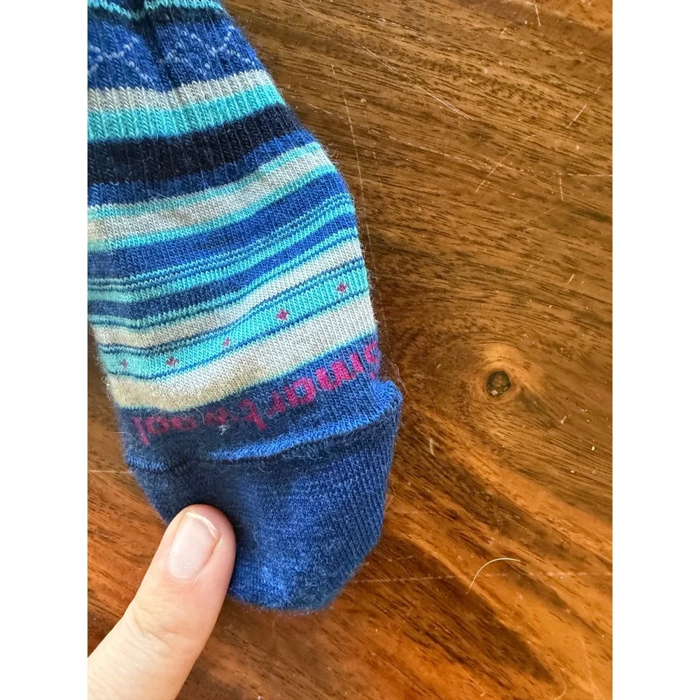Smartwool Womens Merino Wool Crew Socks Bundle 5 Pairs Striped Blue Purple LG